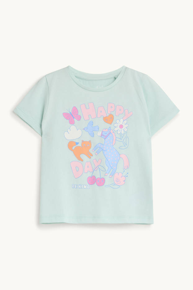 Kinderen: meisjes - Eenhoorn - shortama - 2-delig - mintgroen