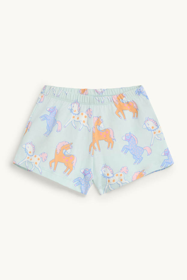 Kinderen: meisjes - Eenhoorn - shortama - 2-delig - mintgroen