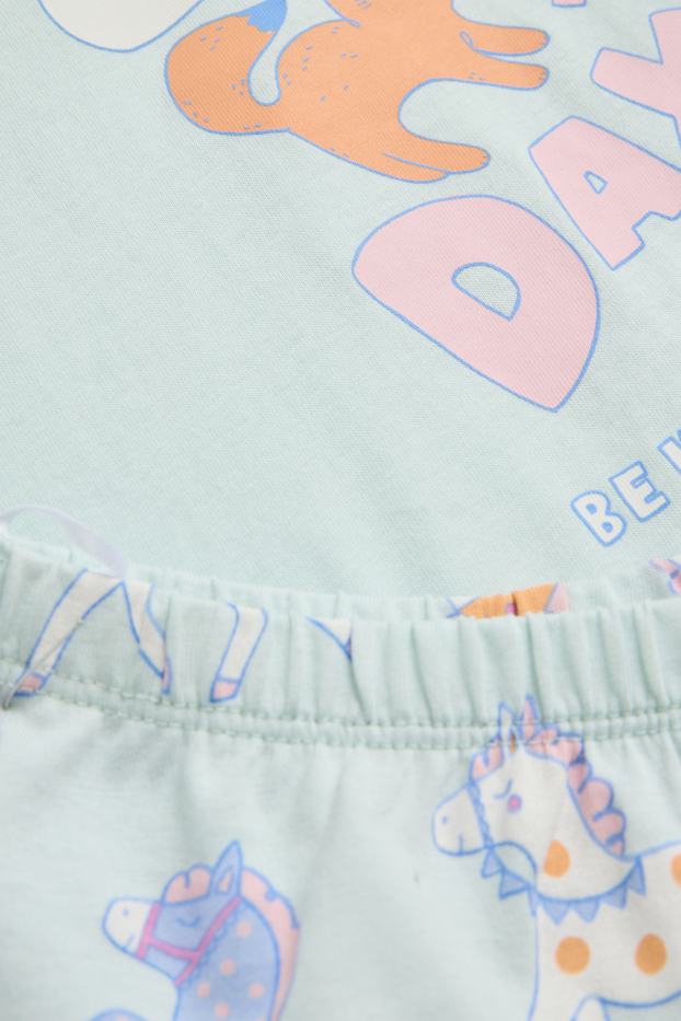 Kinderen: meisjes - Eenhoorn - shortama - 2-delig - mintgroen