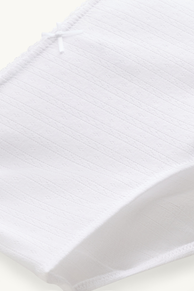 Femei - Chiloți model pointelle - alb