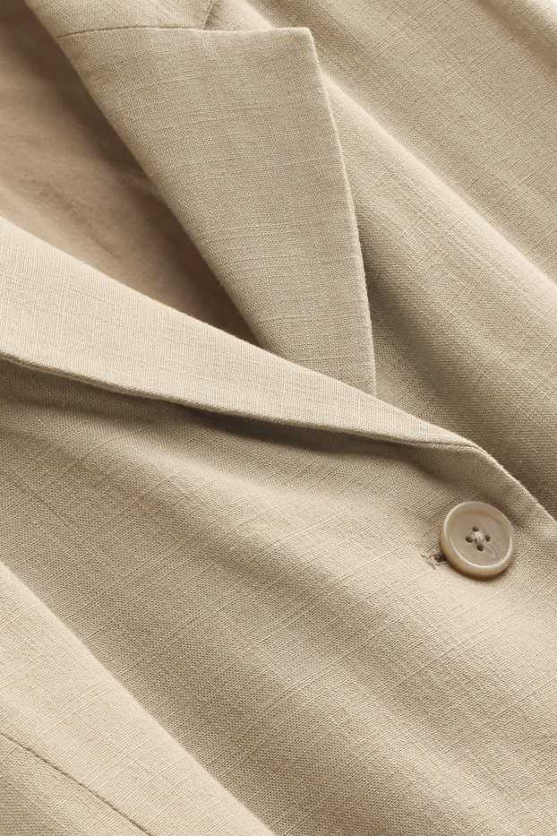 Dames - Gilet, deels van linnen - getailleerd - beige