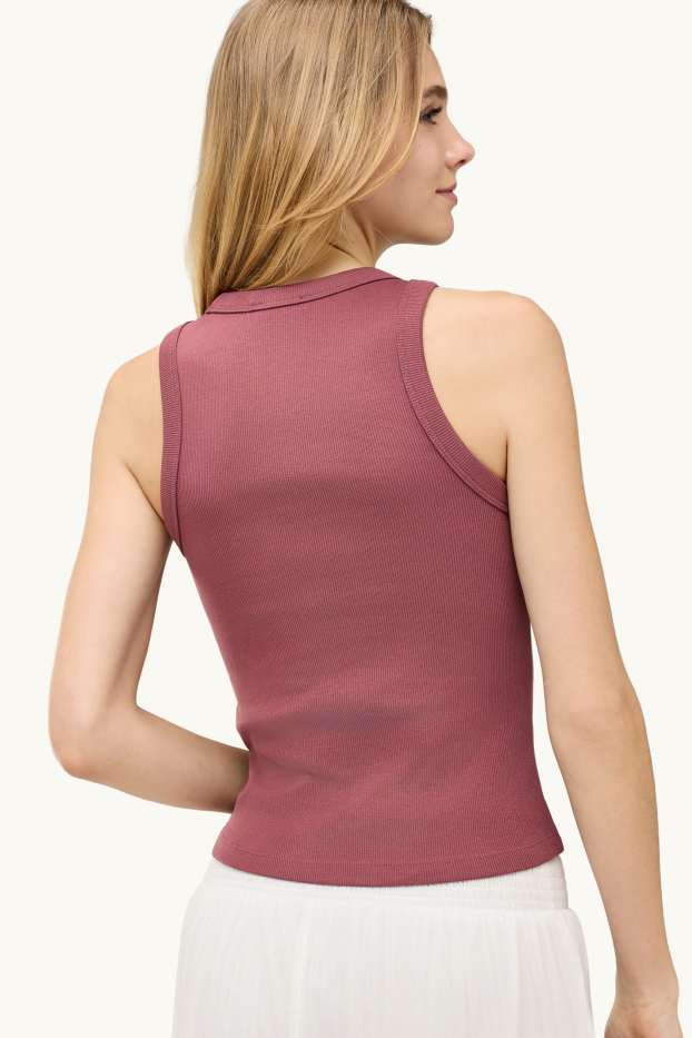 Dámské - Top - žebrovaný - červená