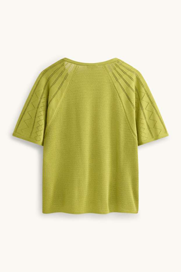Dames - Gebreide trui - korte mouw - groen