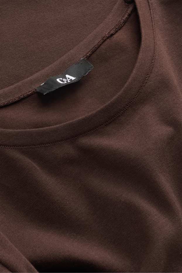 Dames - T-shirt - slim fit - donkerbruin