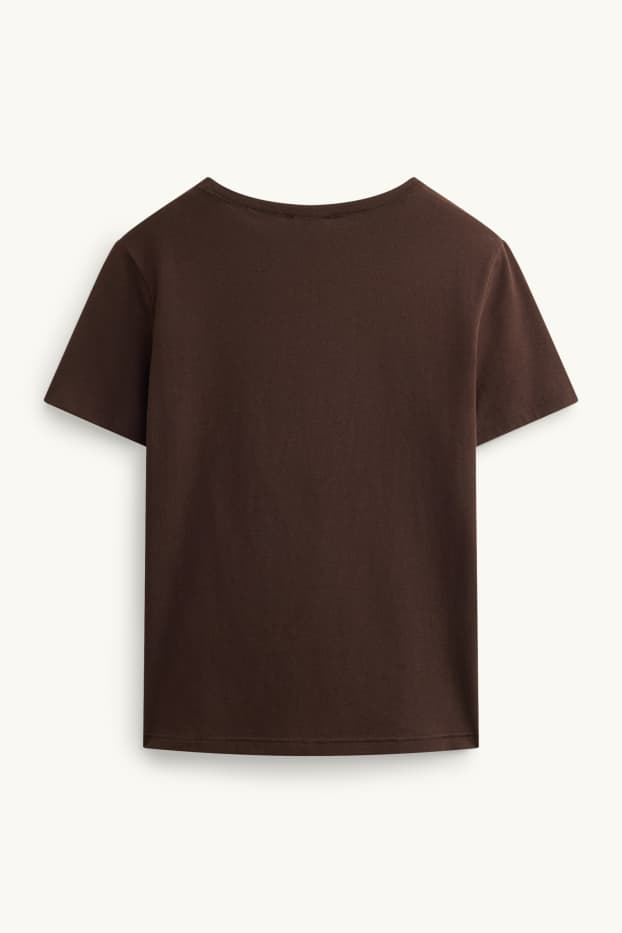 Dames - T-shirt - slim fit - donkerbruin