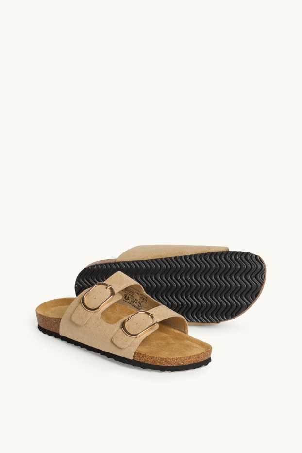 Damen - Sandalen - Lederimitat - beige