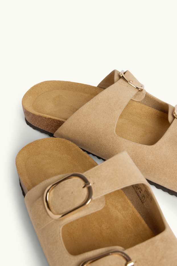 Damen - Sandalen - Lederimitat - beige