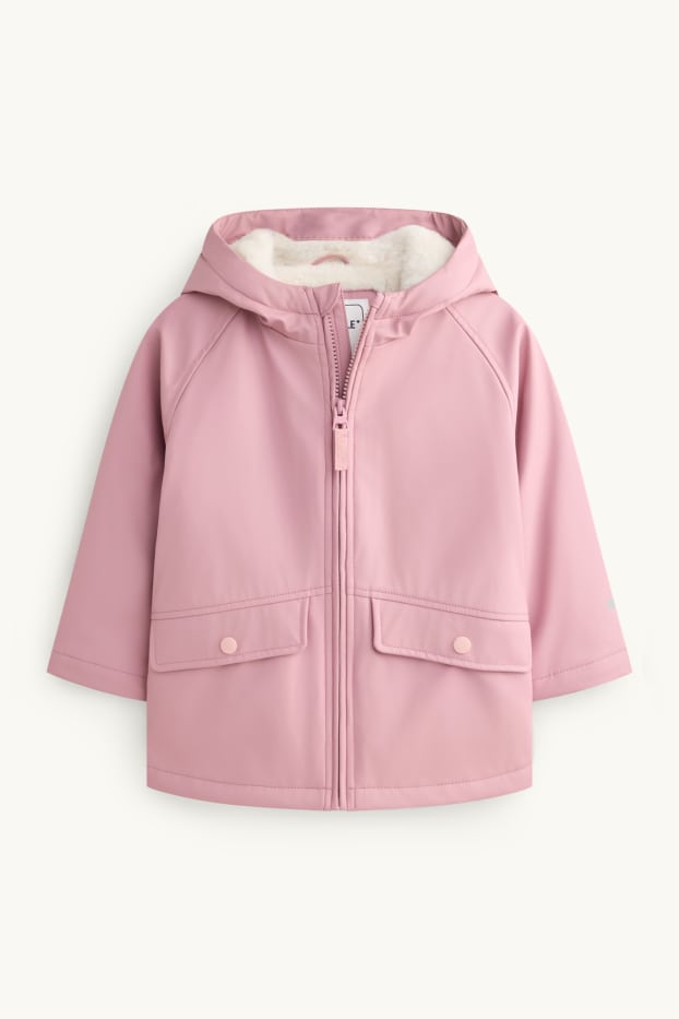 Enfants filles - Étoile et léopard - veste de pluie avec capuche - doublée - rose