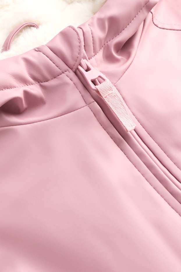 Enfants filles - Étoile et léopard - veste de pluie avec capuche - doublée - rose