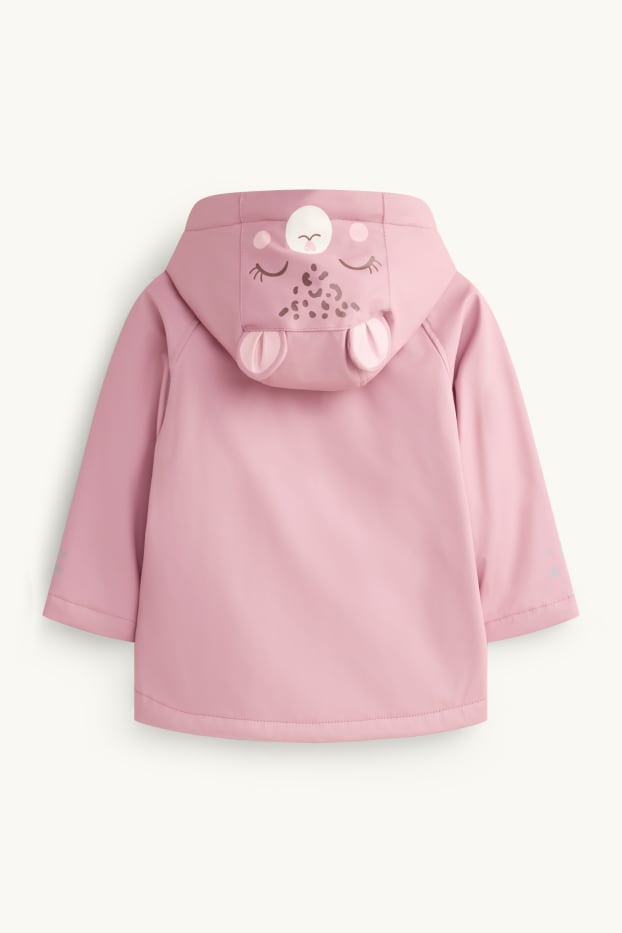 Enfants filles - Étoile et léopard - veste de pluie avec capuche - doublée - rose