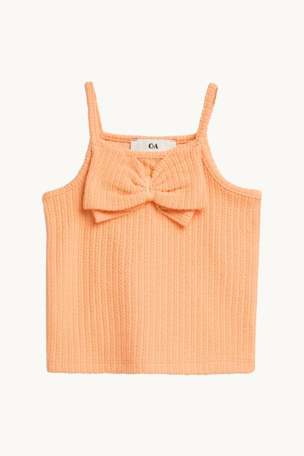 Kinder Mädchen - Top - strukturiert  - orange