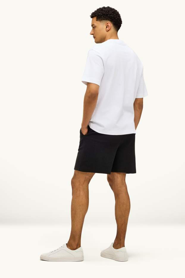 Hommes - Short en molleton - texturé - noir