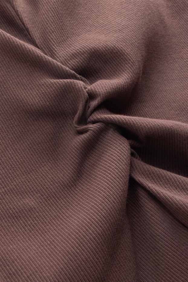 Femmes - Haut - finition côtelée - marron foncé