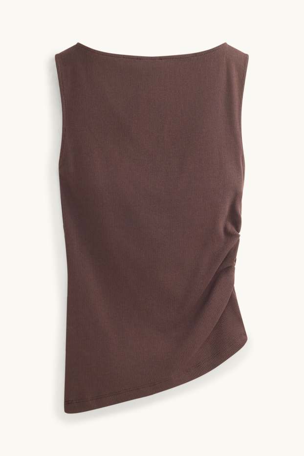 Femmes - Haut - finition côtelée - marron foncé