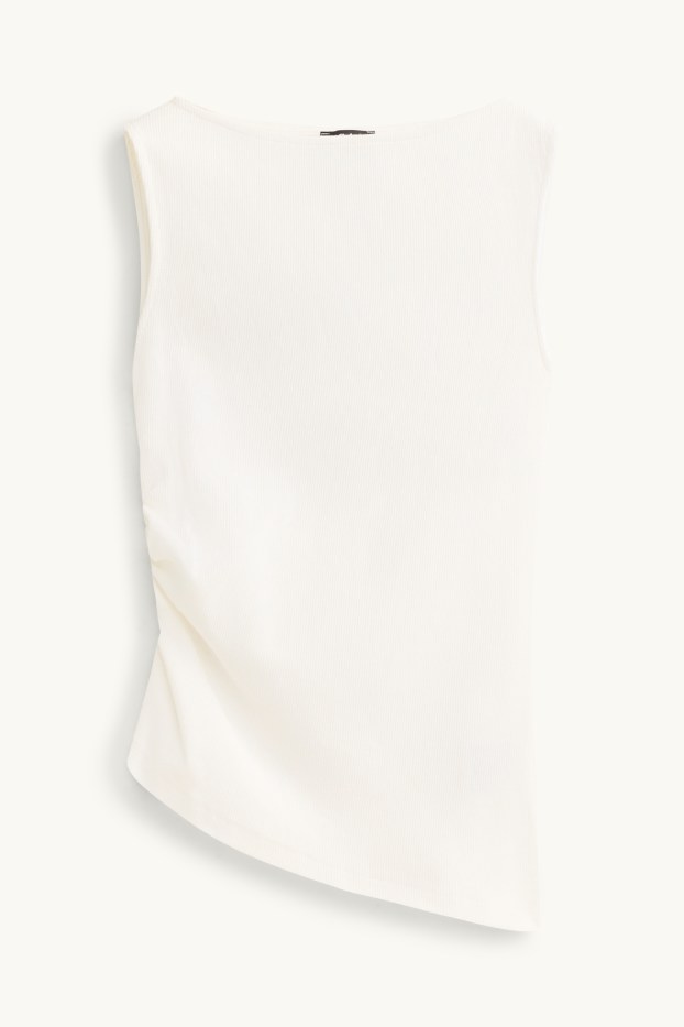Femmes - Haut - finition côtelée - blanc