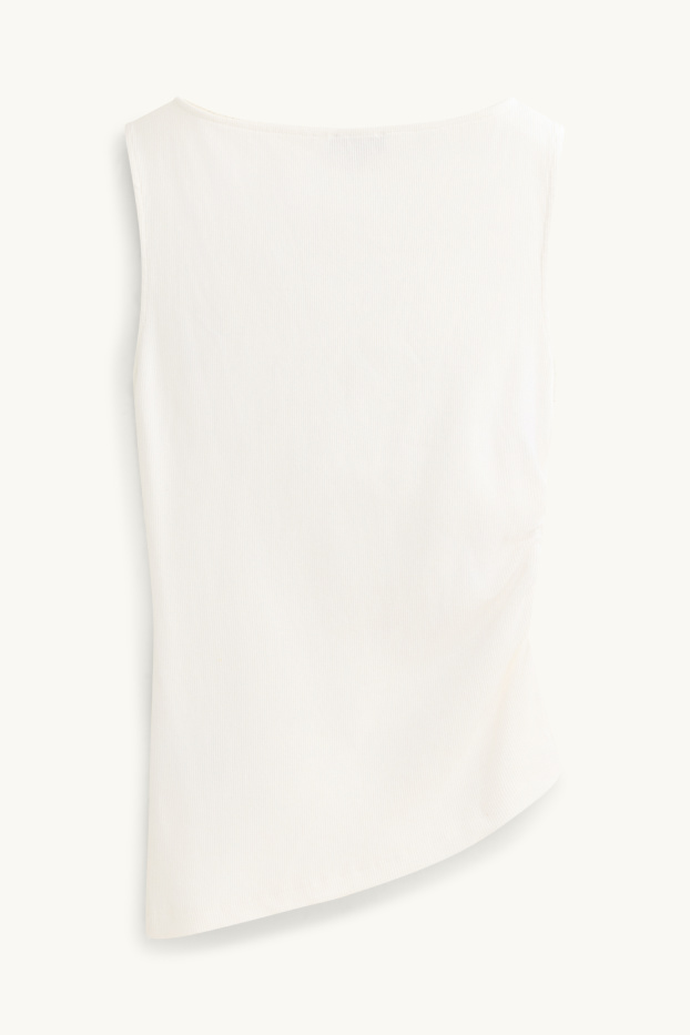 Femmes - Haut - finition côtelée - blanc