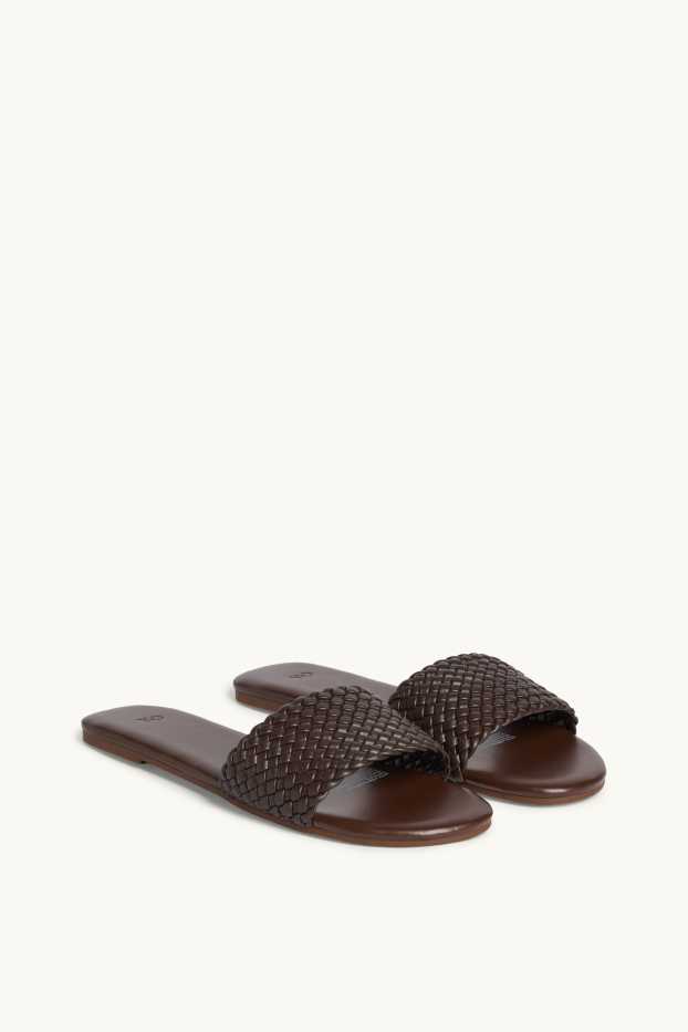 Damen - Sandalen - Lederimitat - dunkelbraun