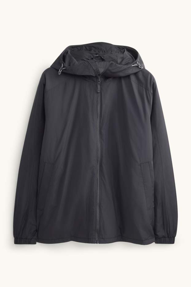 Herren - Jacke mit Kapuze - wasserabweisend - schwarz