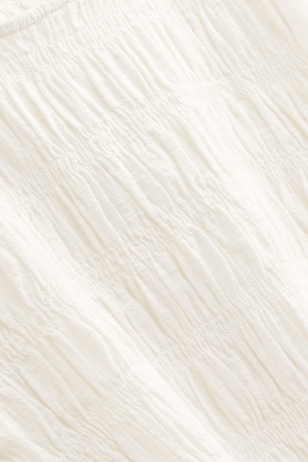 Damen - Bluse - gesmokt - weiß