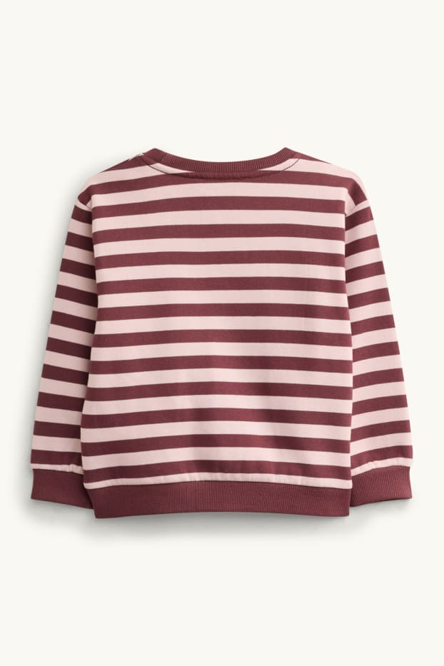 Kinder Mädchen - Schleife - Sweatshirt - Glanz-Effekt - gestreift - rosa / rot