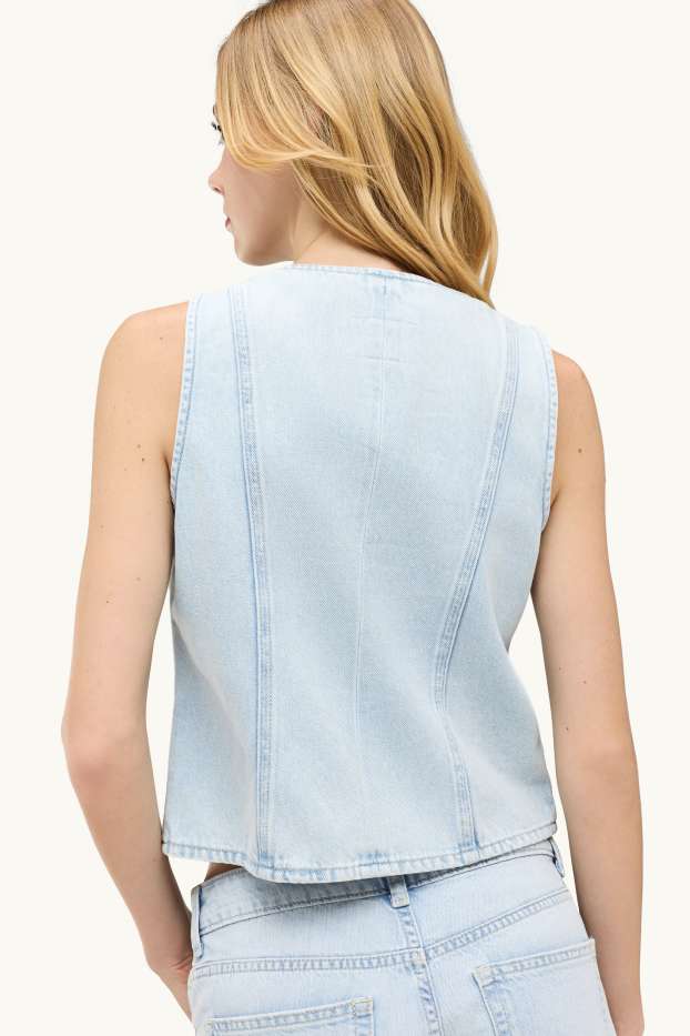 Damen - Jeans-Weste - tailliert - hellblau