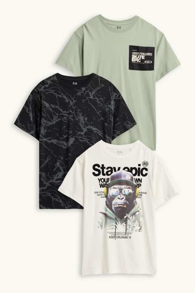 Kinderen: jongens - Set van 3 - gorilla - T-shirt - wit