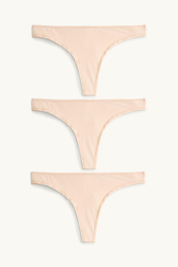 Femmes - Lot de 3 - strings - beige