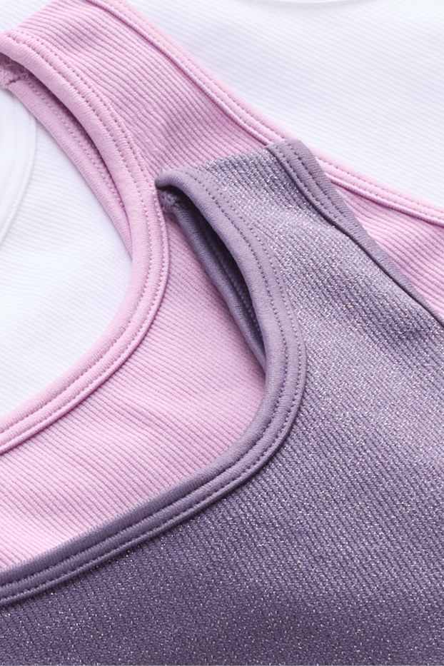 Kinderen: meisjes - Set van 3 - bustier - glanzend - ribstof - paars