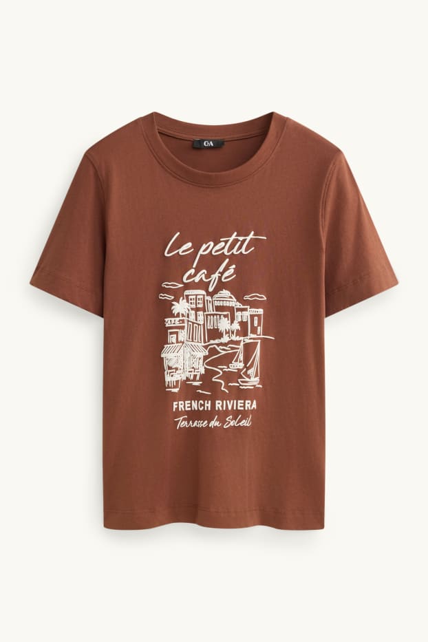 Dames - T-shirt - regular fit - bruin