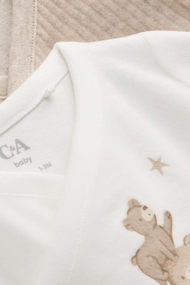 Unisex - Confezione da 2 - motivo orsetti - maglia a portafoglio neonati - bianco / beige