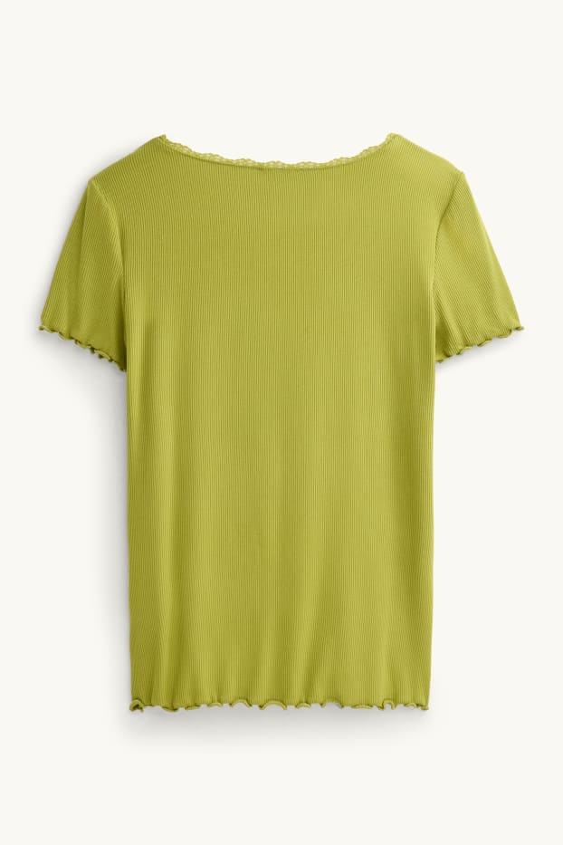 Damen - T-Shirt - Relaxed Fit - gerippt - grün