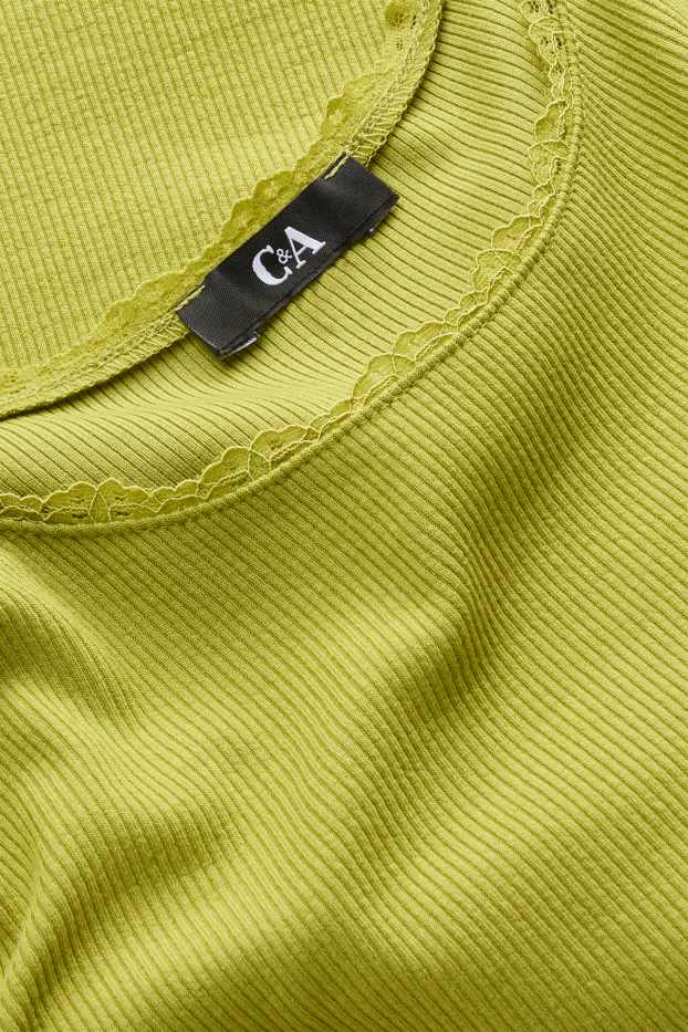 Damen - T-Shirt - Relaxed Fit - gerippt - grün