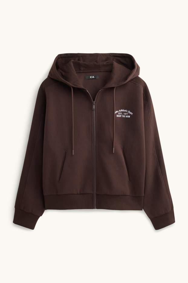 Damen - Sweatjacke mit Kapuze - braun