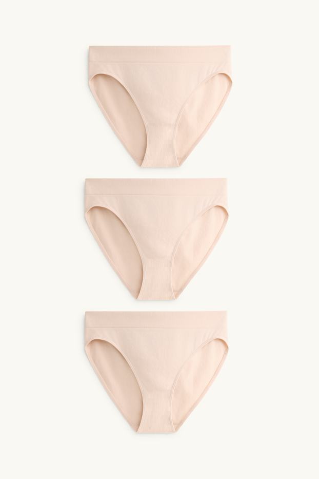 Damen - Multipack 3er - Slip - seamless - beige
