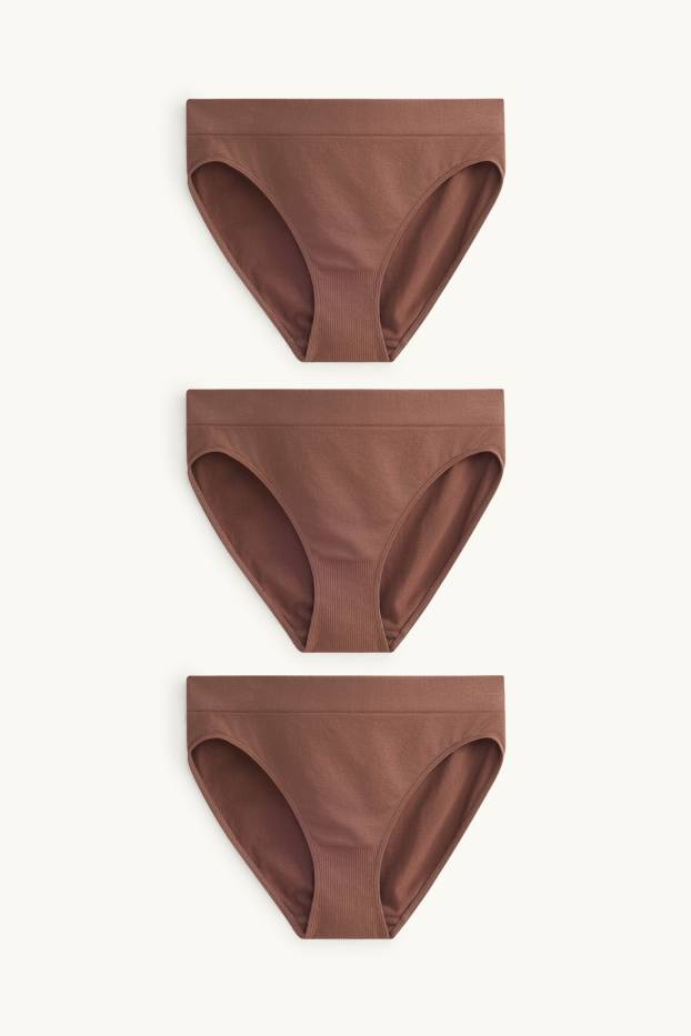 Damen - Multipack 3er - Slip - seamless - braun