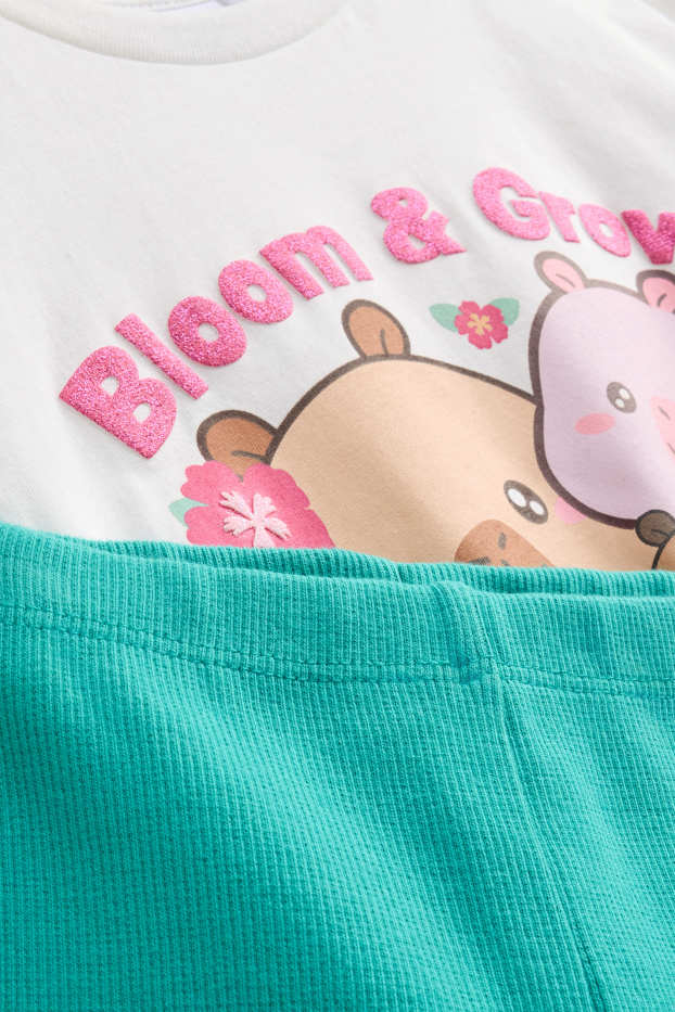 Kinder Mädchen - CapyFun - Set - Kurzarmshirt und Leggings - 2 teilig - weiß