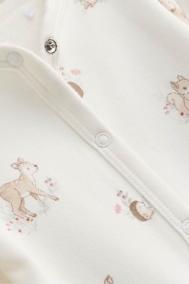 Baby Girls - Woodland animals - baby sleepsuit - white