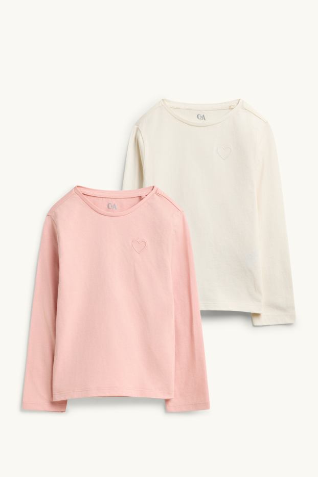 Nena - Paquet de 2 - cor - samarreta de màniga llarga - blanc/rosa