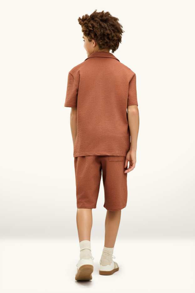 Kinder Buben - Sweatshorts - strukturiert - braun