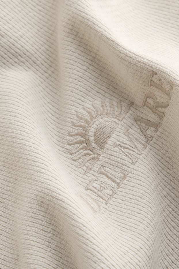 Hommes - T-shirt - relaxed fit - finition côtelée - beige