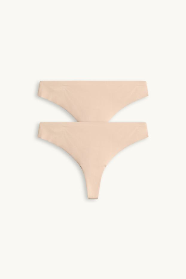 Femmes - Lot de 2 - strings invisibles - beige