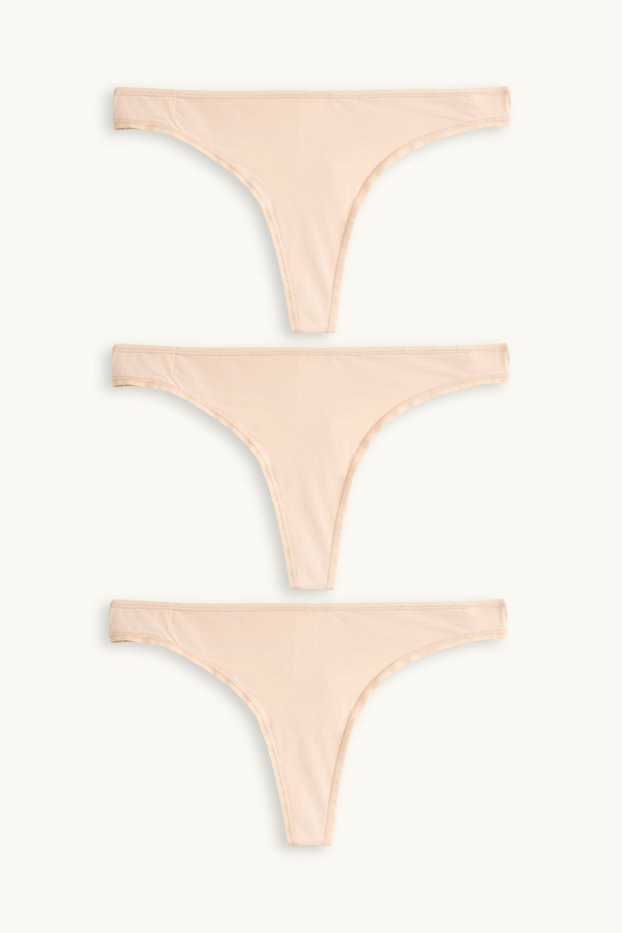 Dames - Set van 3 - string - beige