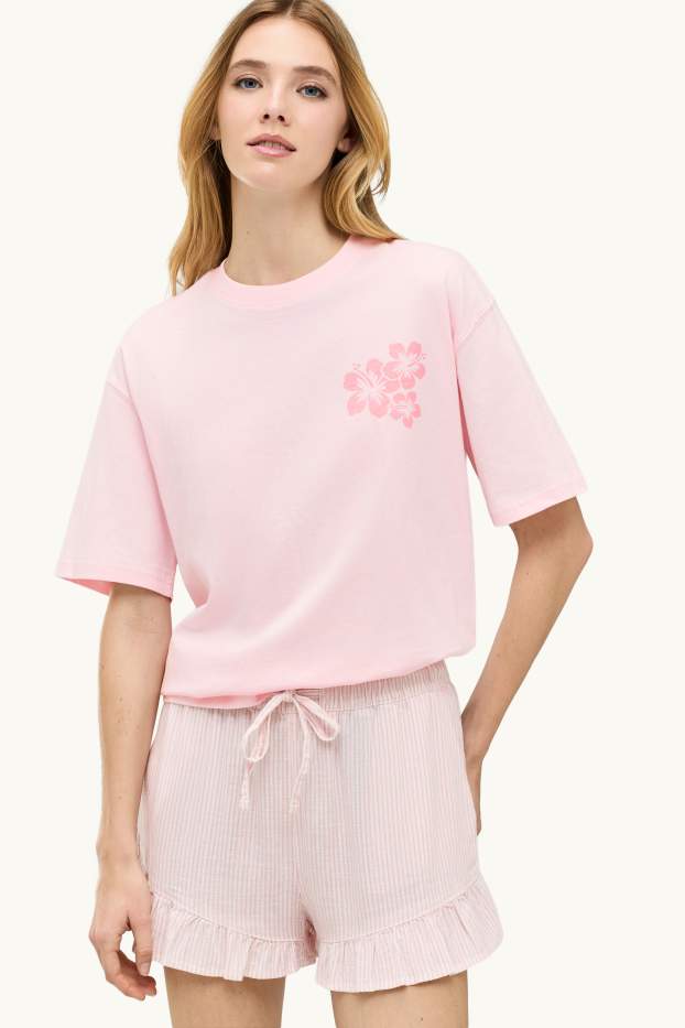 Damen - T-Shirt - Oversized - rosa