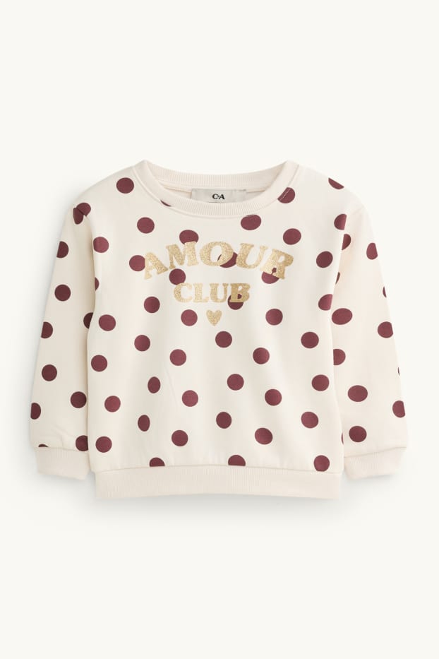 Bambine - Felpa - a pois - effetto brillante - crema