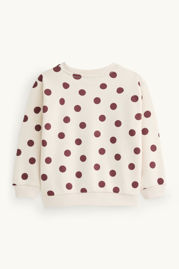 Bambine - Felpa - a pois - effetto brillante - crema