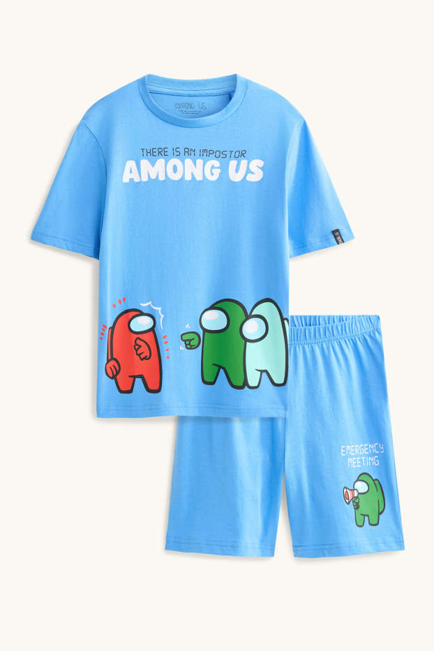 Kinder Buben - Among Us - Shorty-Pyjama - 2 teilig - blau