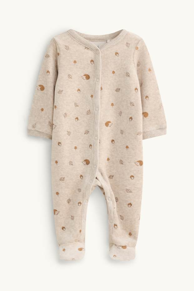 Unisex - Motivo autunno e riccio - pigiama neonati - marrone chiaro