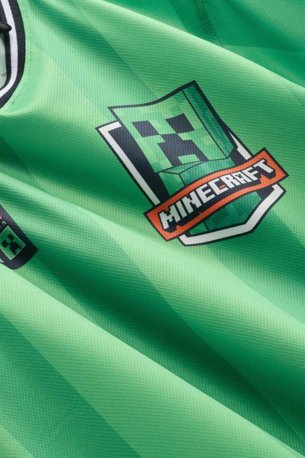 Kinder Buben - Minecraft - Kurzarmshirt - gestreift - grün