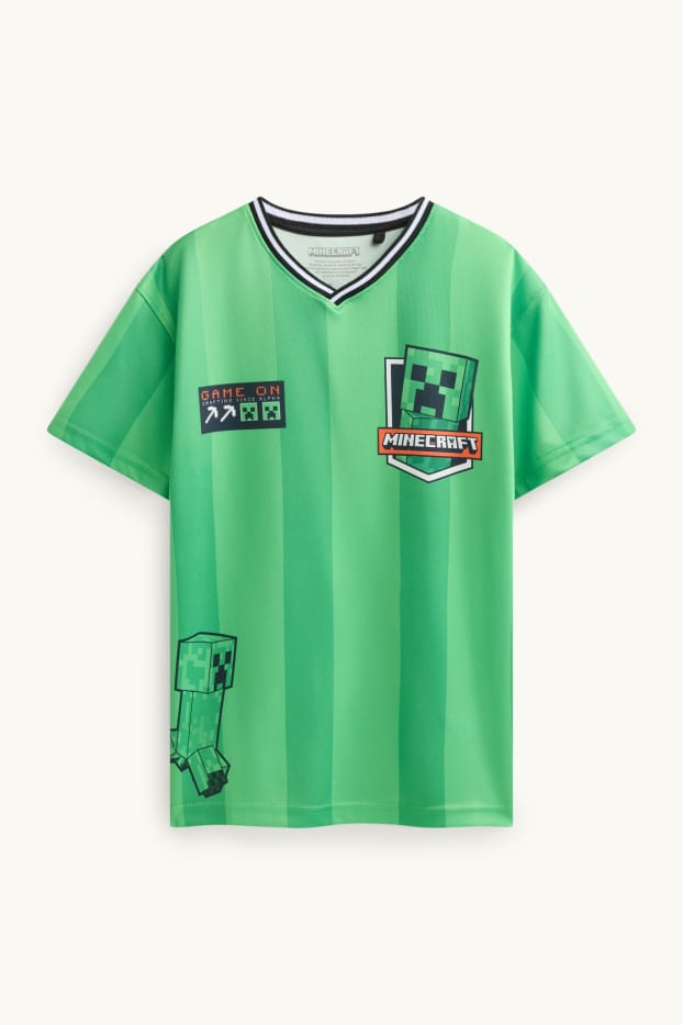 Kinder Buben - Minecraft - Kurzarmshirt - gestreift - grün