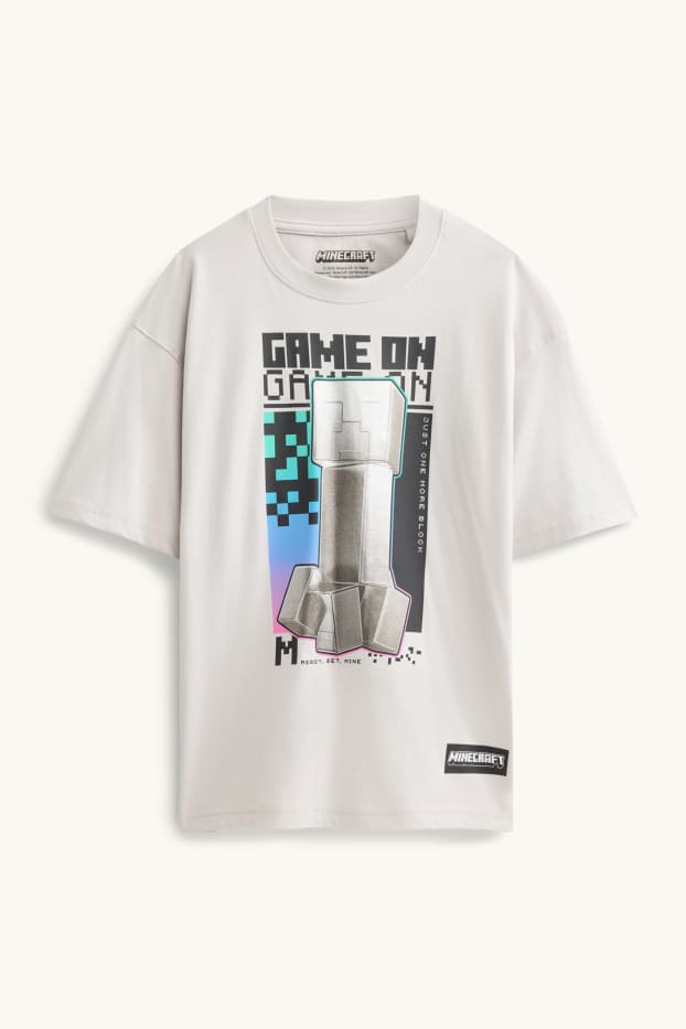 Kinder Buben - Minecraft - Kurzarmshirt - hellgrau